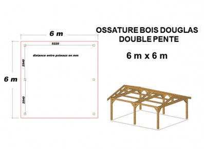 OSSATURE DOUGLAS DOUBLE PENTE