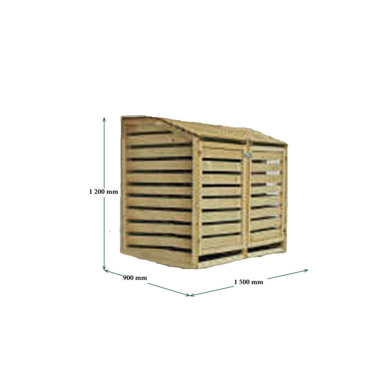 ABRI POUBELLES DOUBLE EN BOIS 1.50 X 0.90 X 1.20 M