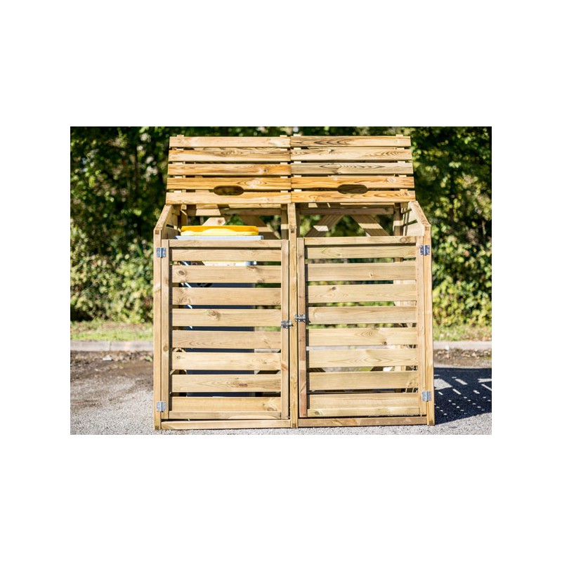 Abri poubelles en bois 1.20Mx2.20M - Cerisier : abris de jardin en bois