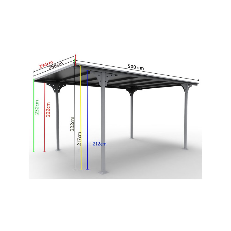 Carport en aluminium toit plat