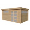 CHALET JARDIN TOIT PLAT ACIER - MADRIER BOIS 44 MM 4.15 x 2.95 M