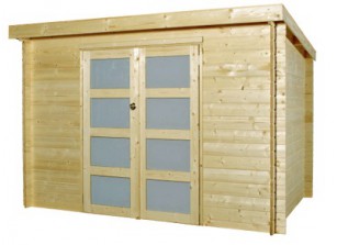 Abri de jardin moderne en bois brut 28 MM couverture bac acier