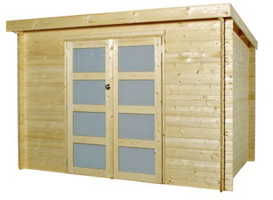 Abri de jardin moderne en bois brut 28 MM couverture bac acier