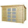 Abri de jardin moderne en bois brut 28 MM couverture bac acier