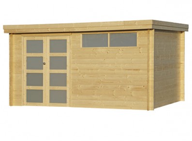 Abri de jardin en bois, toit plat en acier L4.15 x P2.95 m