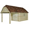 ABRI JARDIN BOIS TOIT PYRAMIDAL + AUVENT 20 M²