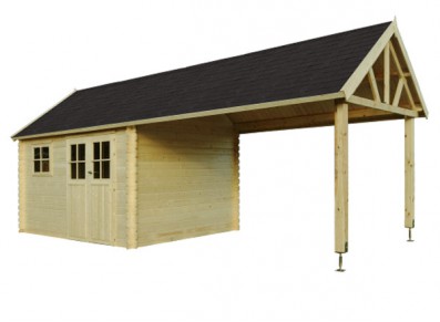 abri de jardin bois combiné 6.52 x 2.95 m