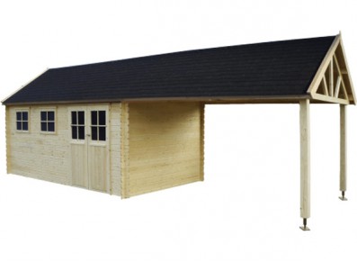 ABRI DE JARDIN + AUVENT COMBINÉS L 8.81 x P 3.15 cm