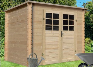 Abri de jardin Bois 4,70 m², Adour Pin, Marron par imprégnation, L. 2,46 m  x l. 2,46 m x h. 2,06 m - Vivre en Bois Pro