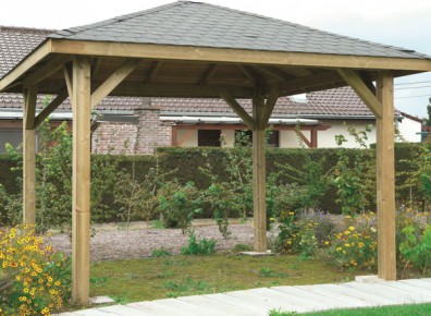 Hu Adjacent to Ouse Carport Wooden | back | Car Ports ... KIOSQUE DE JARDIN, toiture pyramidale 8.64 m²
