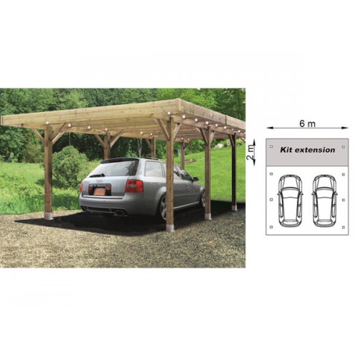 CARPORT EN BOIS AUTOCLAVE 6 x 5 m