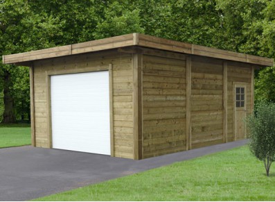 CARPORT SEMI FERMÉE EN BOIS AUTOCLAVE