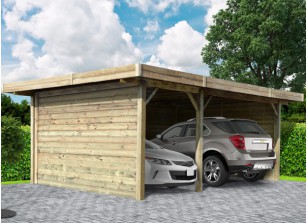 CARPORT DOUBLE EN BOIS AUTOCLAVE