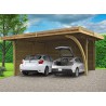 CARPORT SEMI FERMÉ EN BOIS AUTOCLAVE