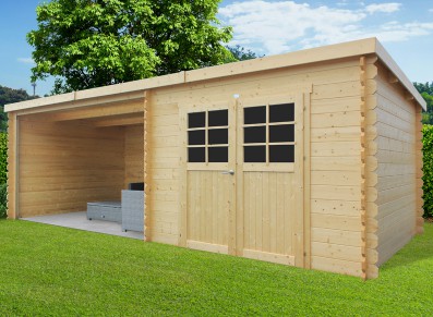 abri de jardin en bois avec pergola