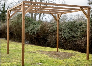 PERGOLA 9m² - BOIS TRAITÉ PAR HAUTE TEMPÉRATURE SANS COUVERTURE