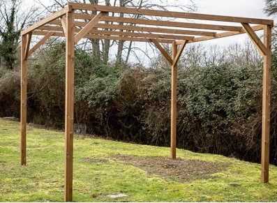 PERGOLA 9m² - BOIS TRAITÉ PAR HAUTE TEMPÉRATURE SANS COUVERTURE