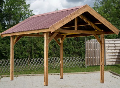 CARPORT BOIS THERMO TRAITÉ PIEDS MOISÉS