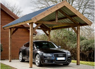 ABRI VOITURE EN BOIS THERMO TRAITÉ ET PIEDS MOISÉS