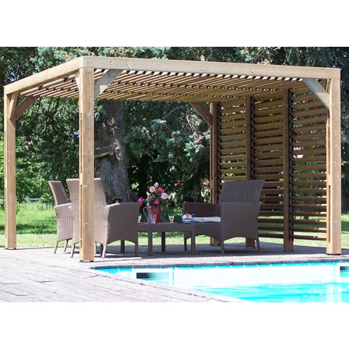 PERGOLA BOIS THERMO TRAITÉ AVEC VENTELLES