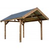 CARPORT BOIS THERMO TRAITÉ PIEDS MOISÉS