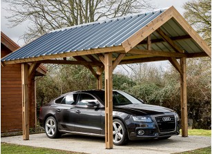 CARPORT BOIS THERMO TRAITÉ PIEDS MOISÉS