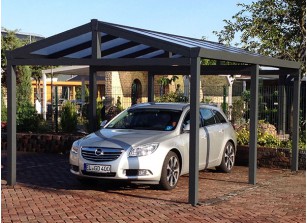 CARPORT ALU 2 PANS EN POLYCARBONATE