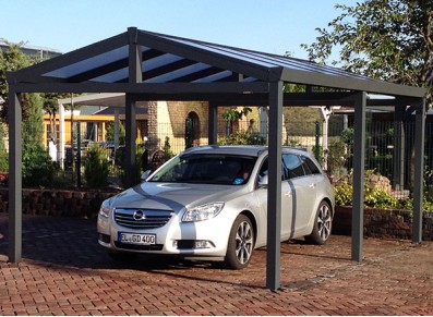 CARPORT ALU 2 PANS TOIT EN POLYCARBONATE