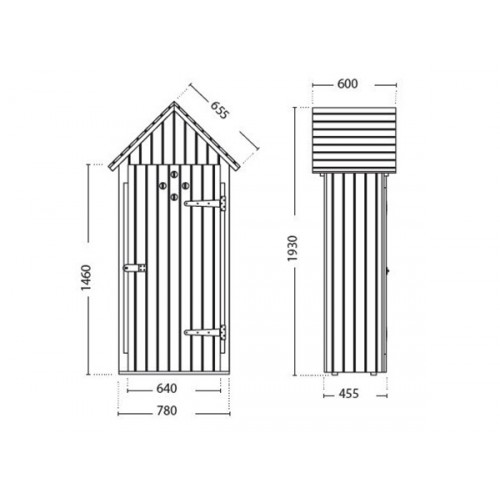 Armoire bois traité avec plancher et 3 étagères