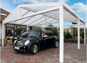 CARPORT DOUBLE HAUT DE GAMME EN ALUMINIUM ET POLYCARBONATE