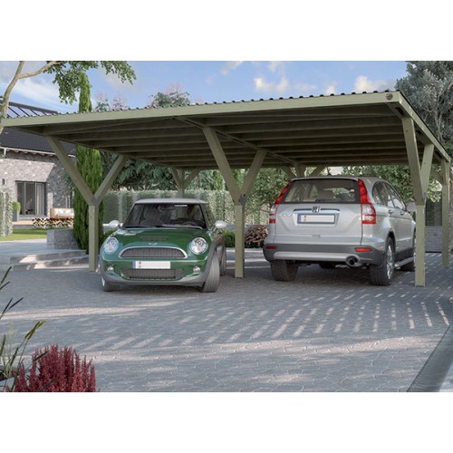 CARPORT TOIT PLAT PVC - BOIS AUTOCLAVE