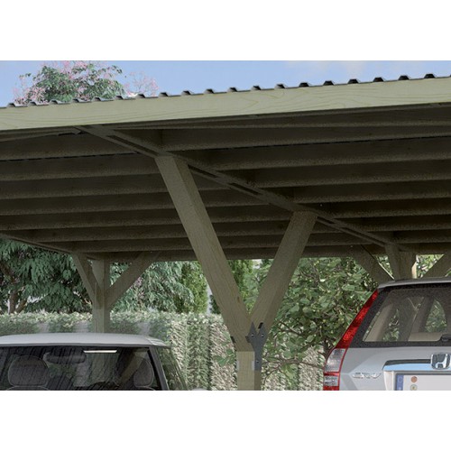 CARPORT TOIT PLAT PVC - BOIS AUTOCLAVE