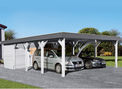 CARPORT DOUBLE TOIT PLAT ACIER