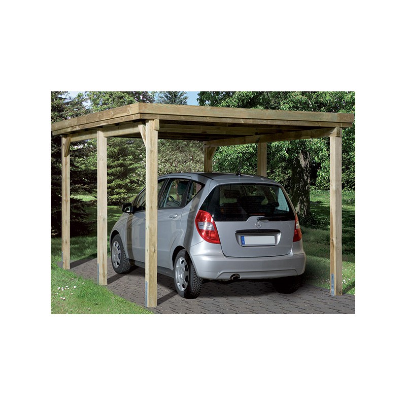 Carport autoportant en bois traité autoclave pour camping car 4x8m