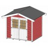 abri jardin madriers 28 mm rouge avec plancher inclus