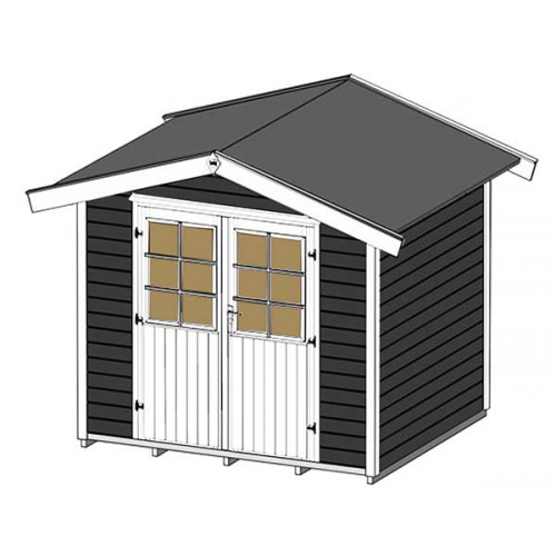 abri jardin madriers 28 mm gris avec plancher inclus