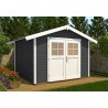 abri jardin madriers 28 mm gris avec plancher inclus