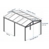 CARPORT ALU 2 PANS TOIT EN POLYCARBONATE