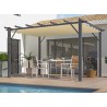 PERGOLA ALU GRIS + TOILE COULISSANTE