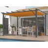 PERGOLA ALU GRIS + TOILE COULISSANTE