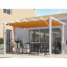 PERGOLA ALU BLANC + TOILE COULISSANTE COULEUR ROUILLE