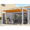 PERGOLA ALU BLANC + TOILE COULISSANTE COULEUR ROUILLE