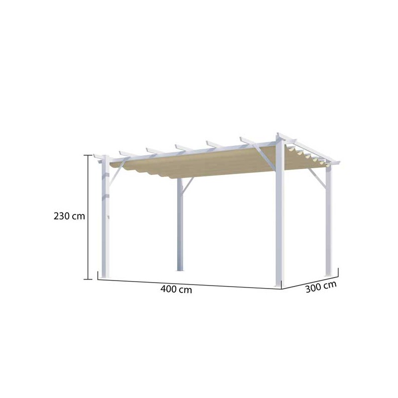 Tonnelle aluminium avec toile coulissante de 4 x 3 m