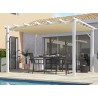 PERGOLA ALU BLANC + TOILE COULISSANTE