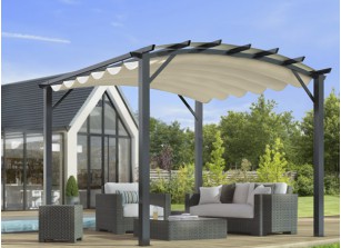 PERGOLA ALU CINTREE + TOILE COULISSANTE