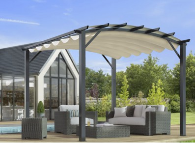 PERGOLA ALU CINTREE + TOILE COULISSANTE