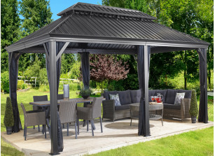 Pavillon de jardin kiosque 9m2 Katrin: style et bois Premium. Garanti 5 ans