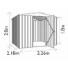 dimensions abri jardin métal zincalume 4m2