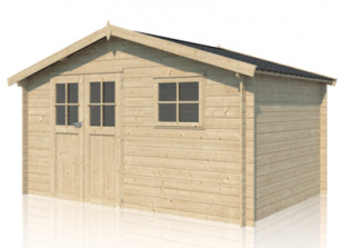 CHALET DE JARDIN EN BOIS MADRIER 28 MM ET TOITURE ACIER IMITATION TUILE
