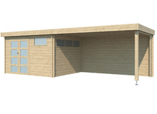 ABRI DE JARDIN EN BOIS 44 MM - TOIT PLAT ACIER